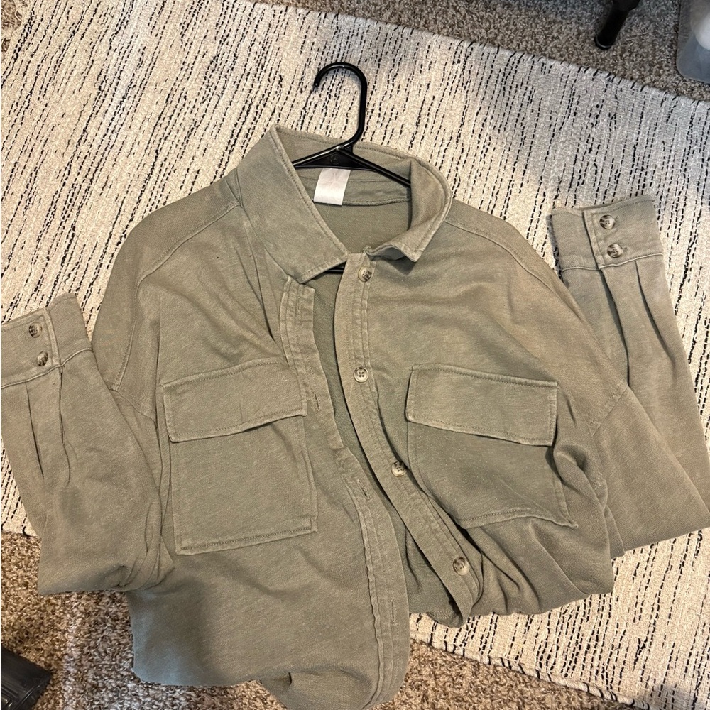 No Boundaries Olive Button Down Shirt